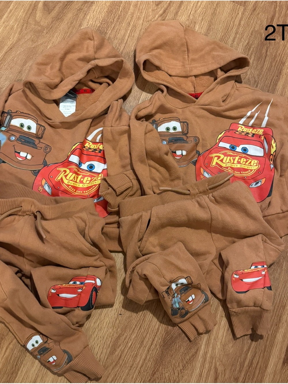 2 outfits Disney Brown Hoodie & Sweatpants Matching Set for Kids